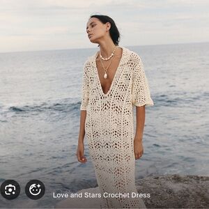 Maurie + Eve Cream Open-Knit crochet dress